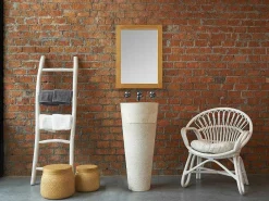 Wastafel Badkamer Op Voet Van Marmer Lanta - Kleur Creme-Shower & Design New