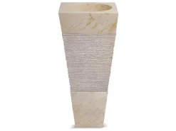 Wastafel Badkamer Op Voet Van Marmer Mido - Kleur Creme En Grijs-Shower & Design Clearance