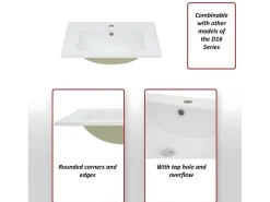 Wastafel Mcw-D16, 61Cm 18Mm Rand-Vente-unique Discount