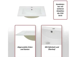 Wastafel Mcw-D16, 61Cm 30Mm Rand-Vente-unique Outlet