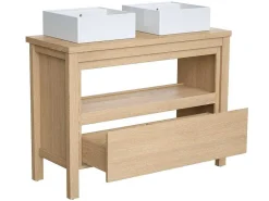 Wastafelmeubel Met Dubbele Opzetwastafel - Eikenfineer - 120 Cm - Cosmoti-Vente-unique Hot