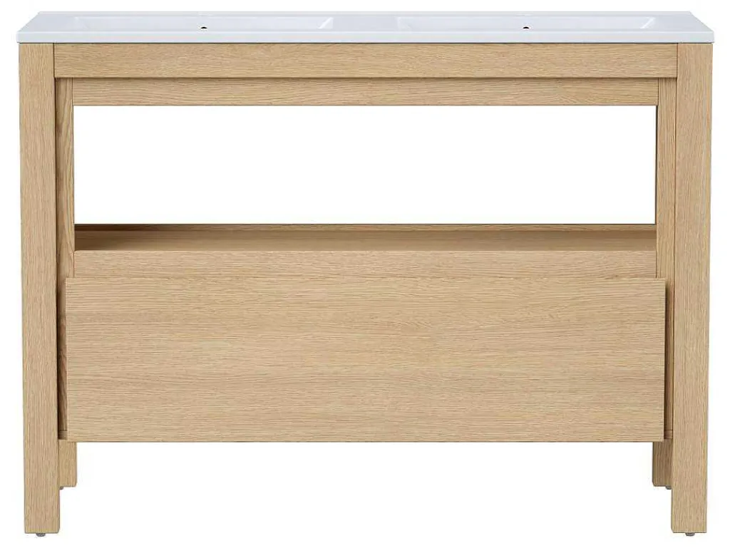 Wastafelmeubel Met Inbouwwastafel - Eikenfineer - 120 Cm - Cosmoti-Vente-unique Online