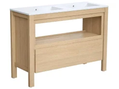 Wastafelmeubel Met Inbouwwastafel - Eikenfineer - 120 Cm - Cosmoti-Vente-unique Online