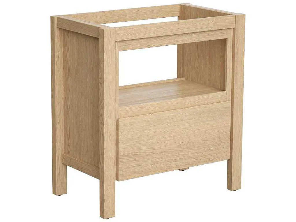 Wastafelmeubel Met Opbergvak - Eikenfineer - 80 Cm - Cosmoti-Vente-unique