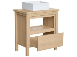 Wastafelmeubel Met Opzetwastafel - Eikenfineer - 80 Cm - Cosmoti-Vente-unique Online