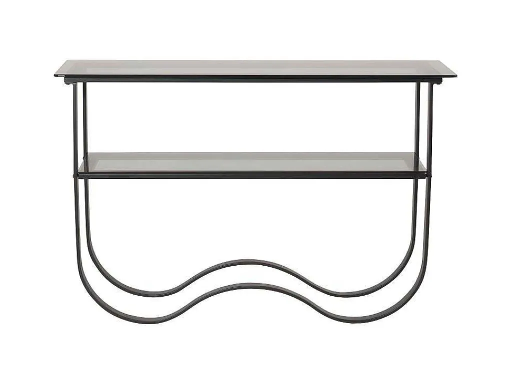 Wavy Sidetable Met Plank 34X117 Cm Zwart.-Furniture Fashion Online