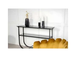 Wavy Sidetable Met Plank 34X117 Cm Zwart.-Furniture Fashion Online