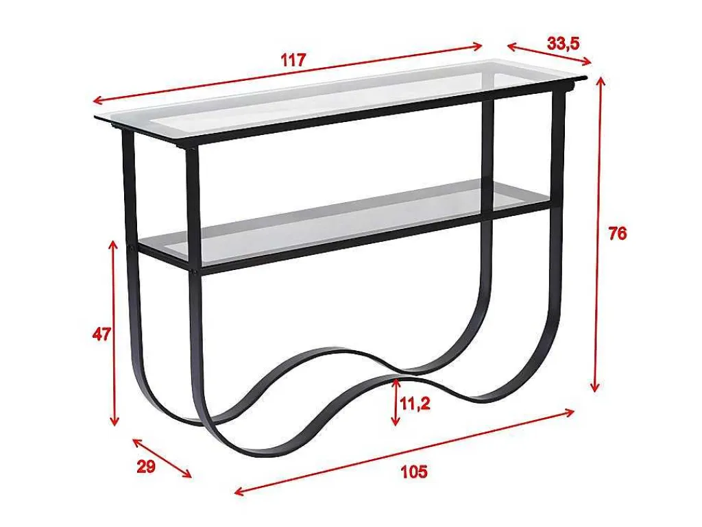Wavy Sidetable Met Plank 34X117 Cm Zwart.-Furniture Fashion Online
