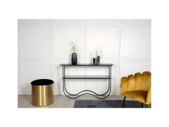 Wavy Sidetable Met Plank 34X117 Cm Zwart.-Furniture Fashion Online