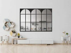 Werkplaatsraam Art Deco Van Gepoedercoat Aluminium 180 X 130 Cm - Zwart - Arcadea-Vente-unique Online