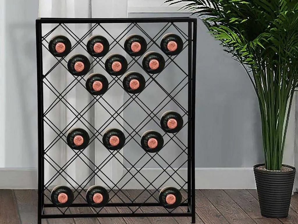Wijnfleshouder Voor 32 Flessen - L55 X H71 Cm - Metaal - Zwart - Bolinar-OZAIA Outlet