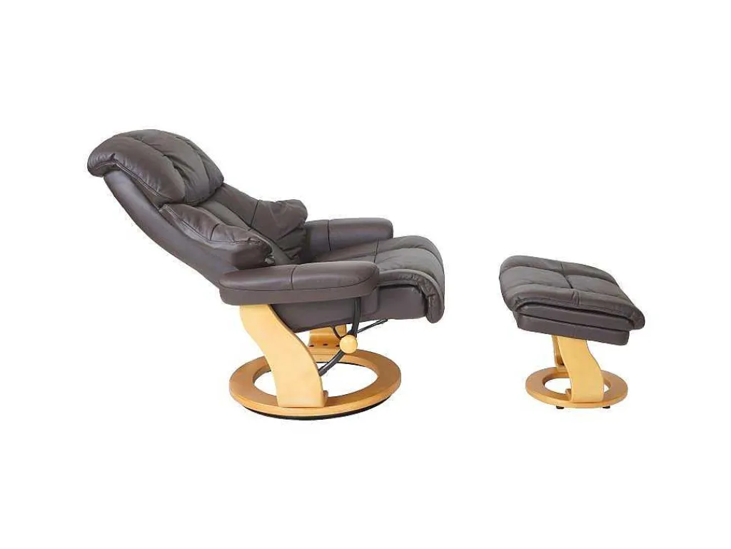 Windsor Xxl Relaxfauteuil Met Kruk, Bruin, Natuurlijk Bruin-Vente-unique Discount