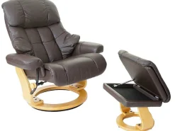 Windsor Xxl Relaxfauteuil Met Kruk, Bruin, Natuurlijk Bruin-Vente-unique Discount