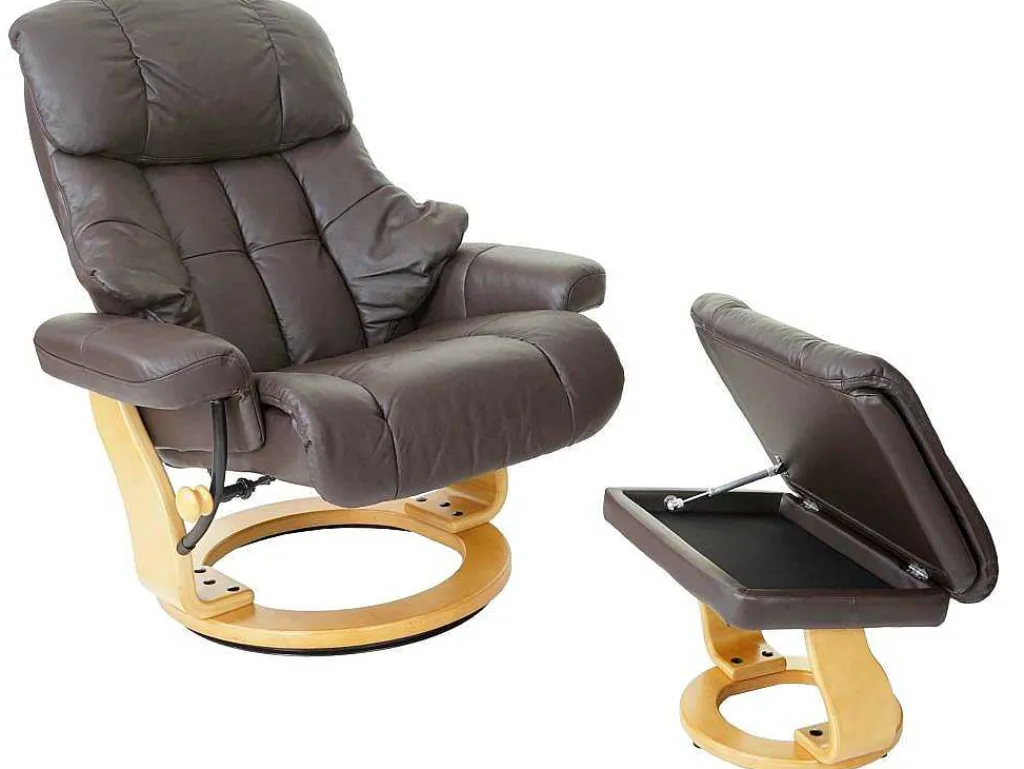 Windsor Xxl Relaxfauteuil Met Kruk, Bruin, Natuurlijk Bruin-Vente-unique Discount