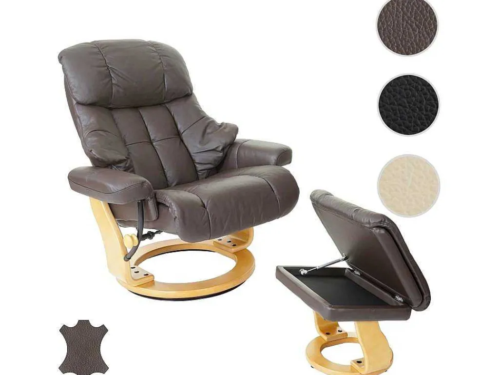 Windsor Xxl Relaxfauteuil Met Kruk, Bruin, Natuurlijk Bruin-Vente-unique Discount