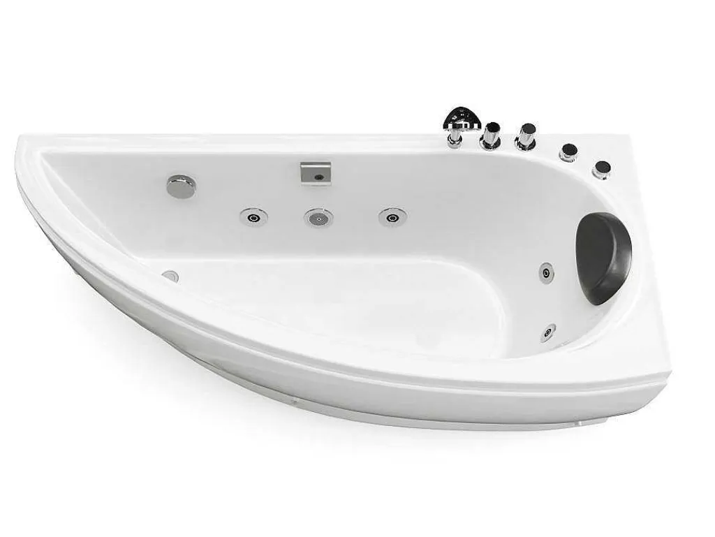 Wit Asymmetrisch Bubbelbad - 1 Plaats - 160 X 75 Cm - Hoek Rechts - Tabana-Shower & Design New