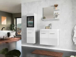 Witte Badkamerkolom Met Leds - L30 X B30 X H109 Cm - Laurine-Vente-unique Discount