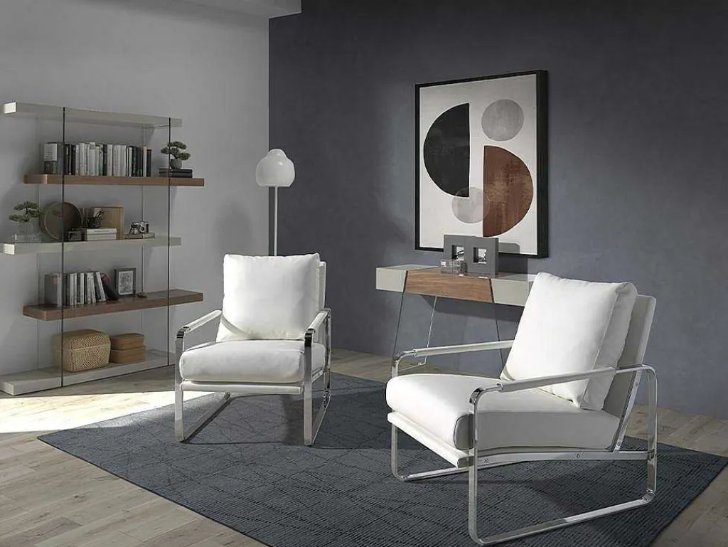 Witte Eco-Lederen Gestoffeerde Fauteuil 5026-Angel Cerda Outlet