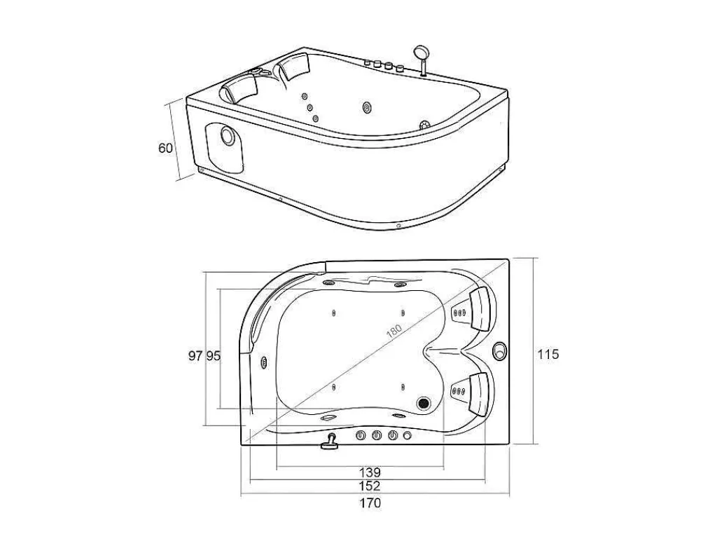 Witte Hottub 170 X 115 Cm Voor 2 Personen 15 Jets Tulip-ELITESHOPPING Online