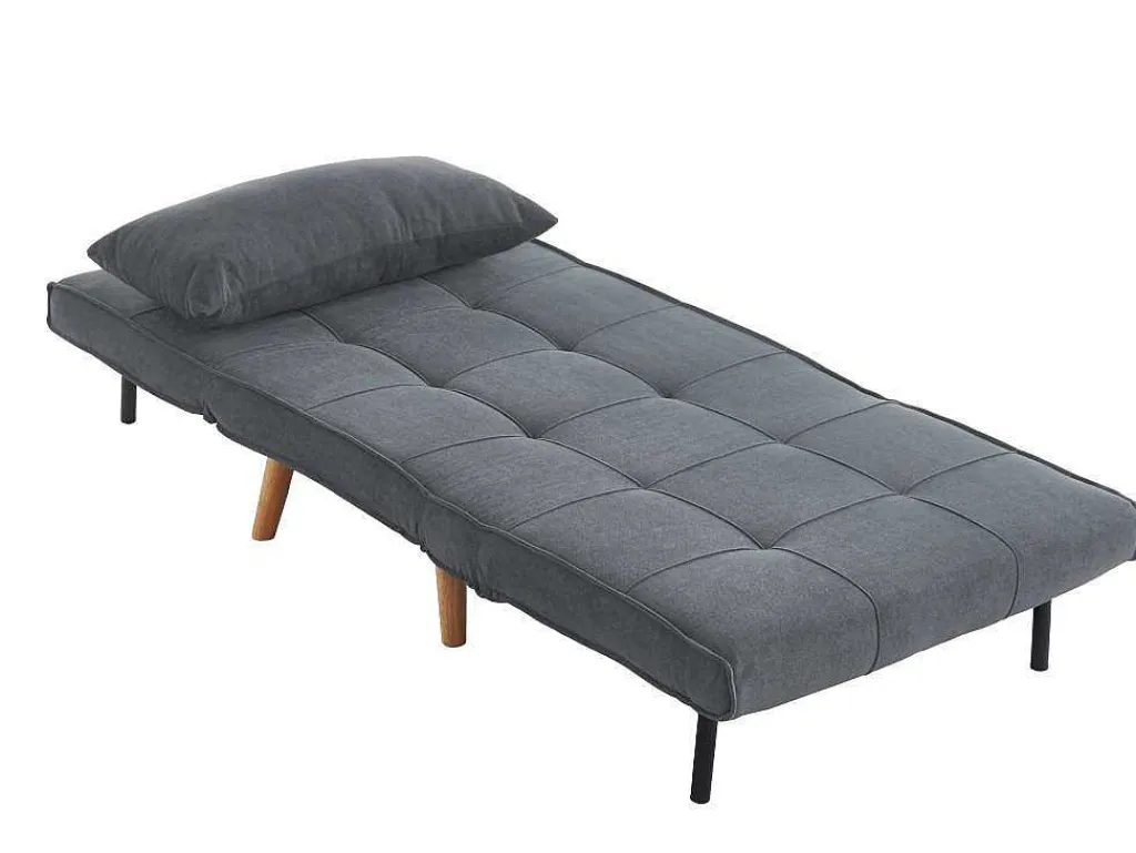 Xl Eenpersoons-Slaapbank Chila Van Stof - Grijs-Vente-unique New