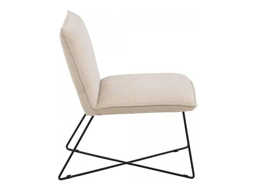 X-Lounge Fauteuil Velours Offwhite.-Vente-unique Best