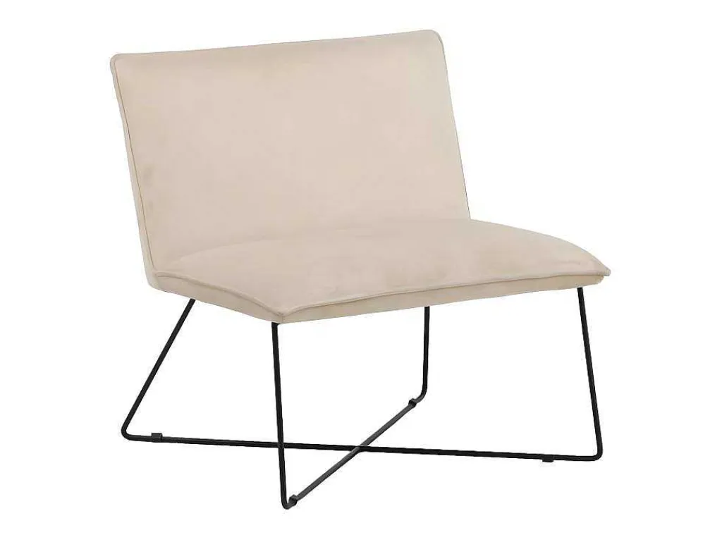 X-Lounge Fauteuil Velours Offwhite.-Vente-unique Best