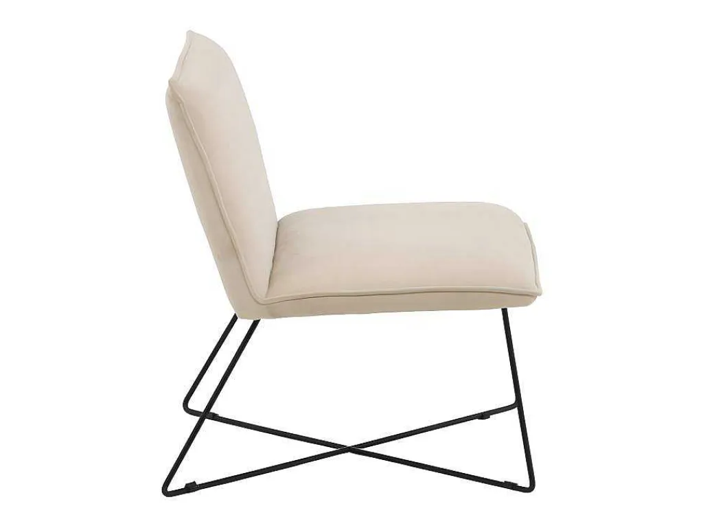 X-Lounge Fauteuil Velours Offwhite.-Vente-unique Best