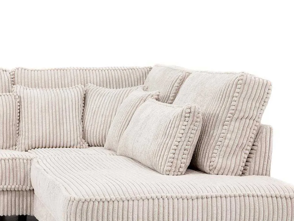 Xxl Hoekbank Van Beige Ribfluweel Tessio Van Maison Cephy-Maison Céphy Outlet