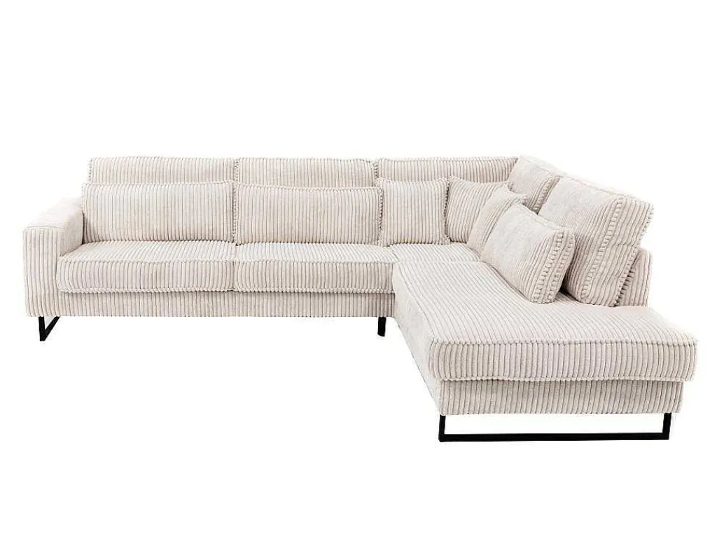 Xxl Hoekbank Van Beige Ribfluweel Tessio Van Maison Cephy-Maison Céphy Outlet