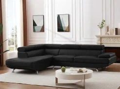 Xxl Hoekbank Van Kunstleer Romain - Zwart - Hoek Links-Vente-unique Outlet