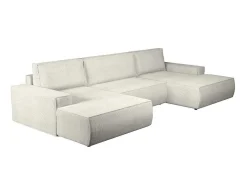 Xxl Hoekslaapbank Van Beige Ribfluweel Amelia-Vente-unique Outlet