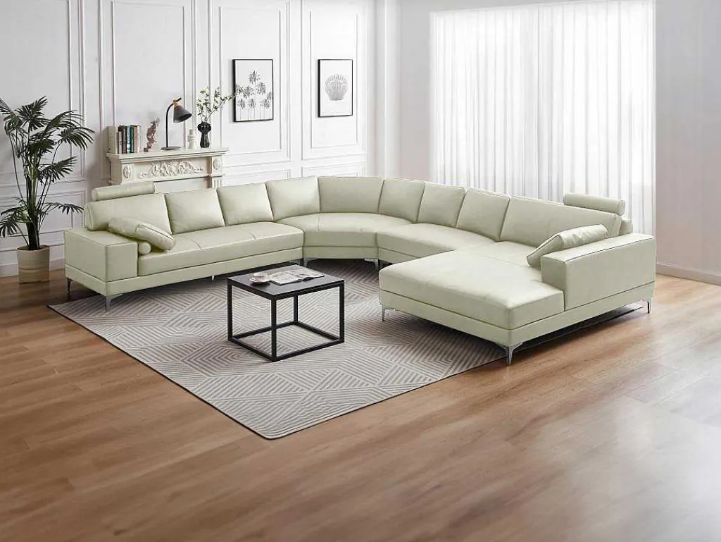 Xxl Zevenzitsbank Hoogwaardig Leer Donatello Ii - Ivoor - Hoek Rechts-LINEA SOFA Discount