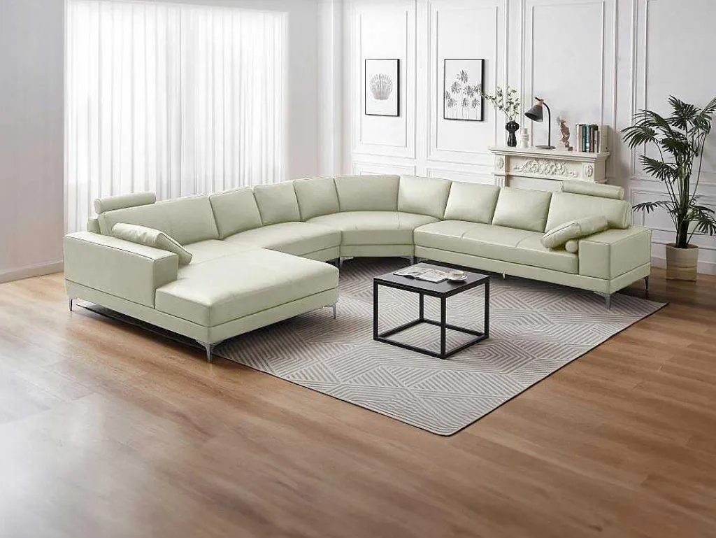 Xxl Zevenzitsbank Hoogwaardig Leer Donatello Ii - Ivoor - Hoek Links-LINEA SOFA Clearance