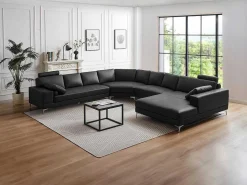 Xxl Zevenzitsbank Hoogwaardig Leer Donatello Ii - Zwart - Hoek Rechts-LINEA SOFA