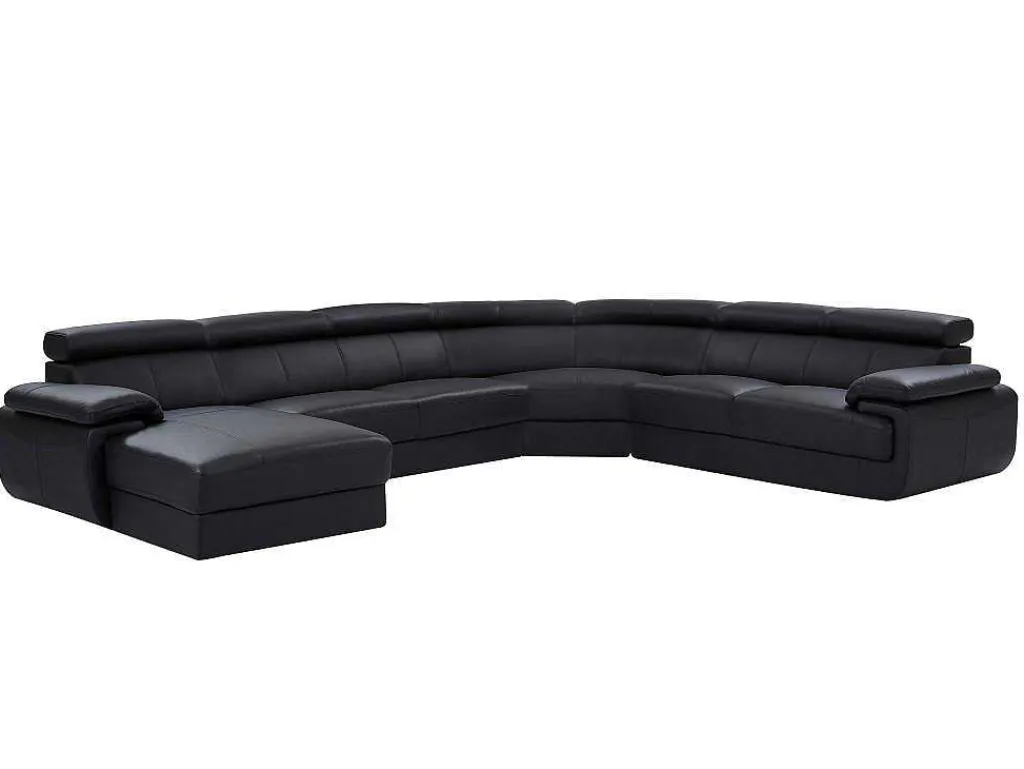 Xxl Zevenzitsbank Van Leer Elevanto - Zwart - Hoek Links-Vente-unique Outlet