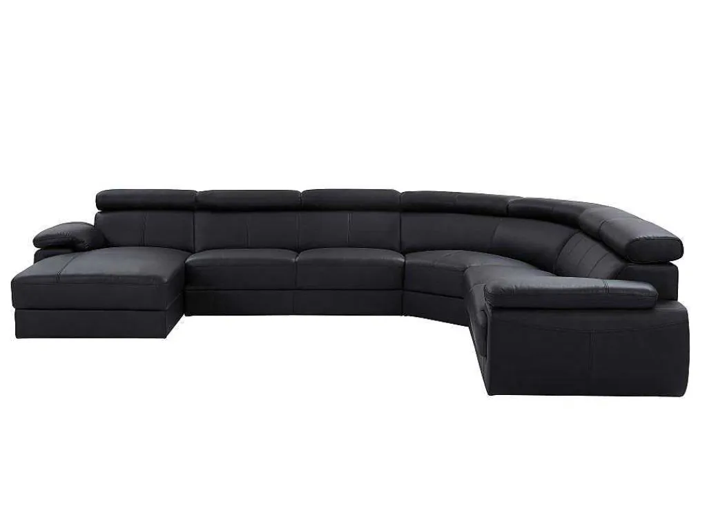 Xxl Zevenzitsbank Van Leer Elevanto - Zwart - Hoek Links-Vente-unique Outlet