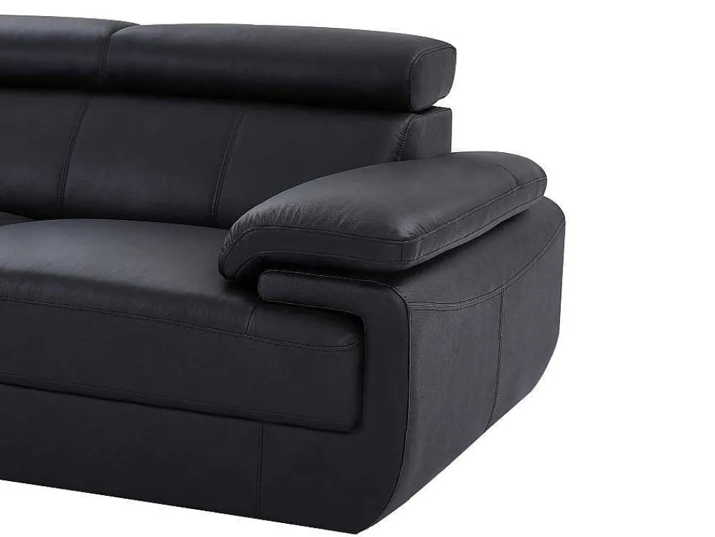 Xxl Zevenzitsbank Van Leer Elevanto - Zwart - Hoek Links-Vente-unique Outlet