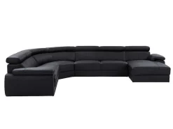 Xxl Zevenzitsbank Van Leer Elevanto - Zwart - Hoek Rechts-Vente-unique Discount