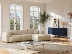 Xxl-Hoekbank Met Hoek Rechts In Beige Textuurstof Pogni Van Maison Cephy-Maison Céphy Clearance