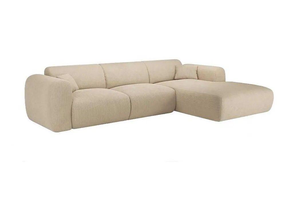 Xxl-Hoekbank Met Hoek Rechts In Beige Textuurstof Pogni Van Maison Cephy-Maison Céphy Clearance