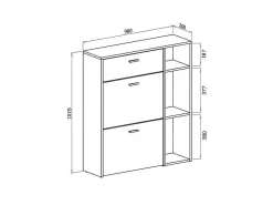 Zapatero Furniture, Windmodel, 90X26X101.5Cm, Tegroep Hall En Hall, Grijs En Eiken, Moderne Stijl-Skraut Home Best