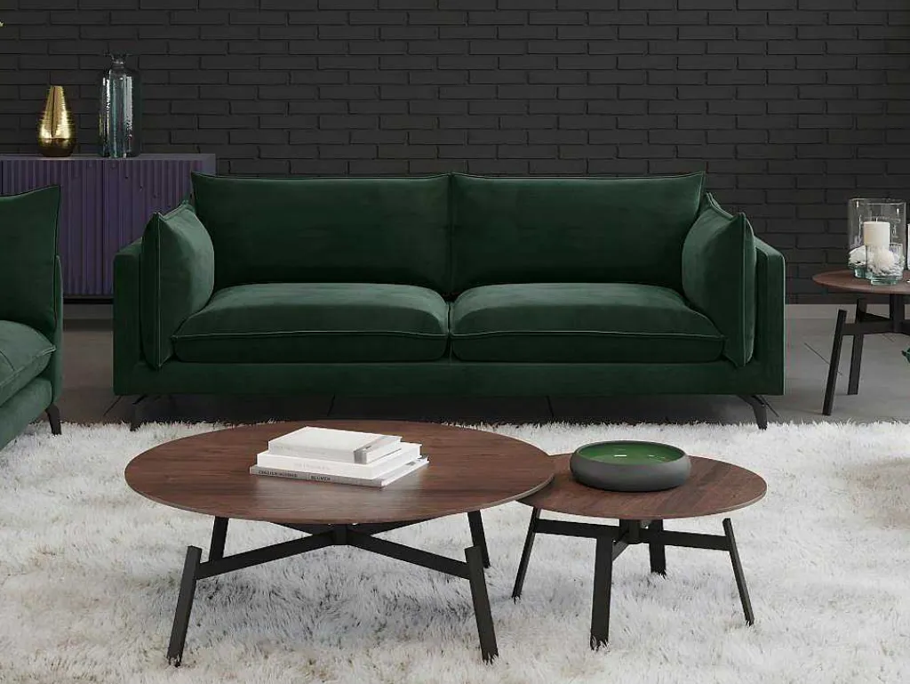 Zitbank 3+2 Plaatsen Kestrel Van Velours - Groen-Vente-unique Discount