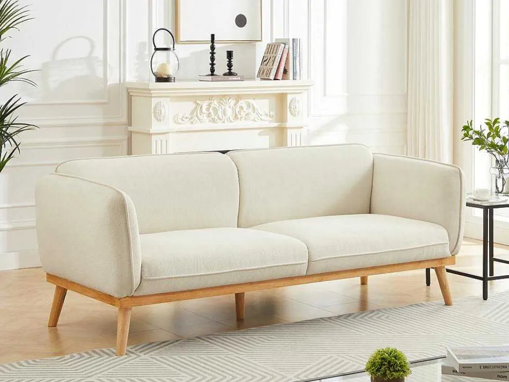 Zitbank Met 3 Plaatsen En Bekleding In Beige Textuurstof Fanira-Vente-unique Outlet