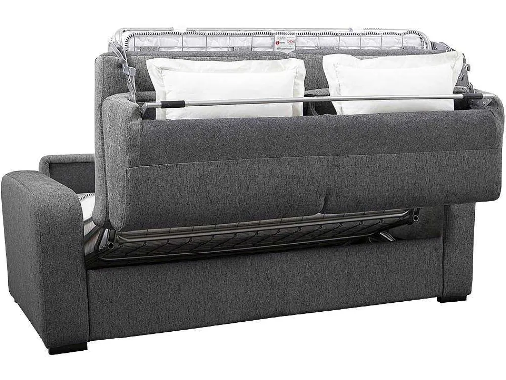 3-Zits Express Slaapbank Van Antraciete Stof - Matras 18 Cm - Bevis-Vente-unique Sale
