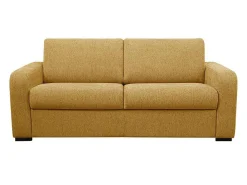 3-Zits Express Slaapbank Van Mosterdgele Stof - Matras 14 Cm - Bevis-Vente-unique Sale