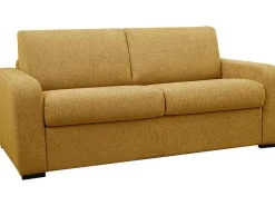 3-Zits Express Slaapbank Van Mosterdgele Stof - Matras 14 Cm - Bevis-Vente-unique Sale