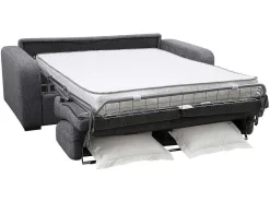 3-Zits Express Slaapbank Van Antraciete Stof - Matras 14 Cm - Bevis-Vente-unique