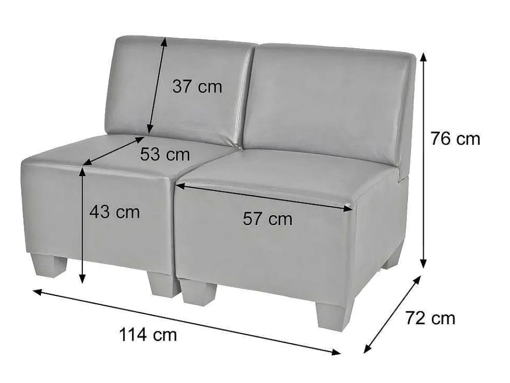 2-Zits Moncalieri, Creme, Zonder Armleuningen-Vente-unique New