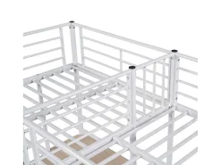 2-Zits Tussenbed - 2 X 90 X 200 Cm - Met Hoekbureau En Ladders - Metaal - Wit-Vente-unique Hot