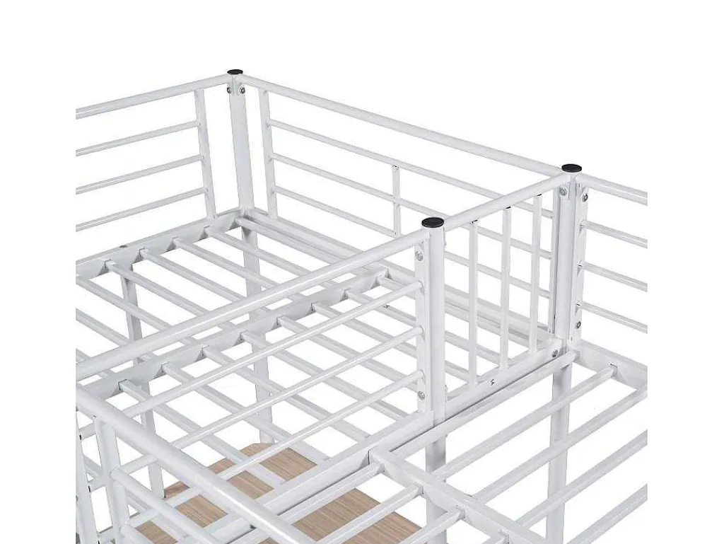 2-Zits Tussenbed - 2 X 90 X 200 Cm - Met Hoekbureau En Ladders - Metaal - Wit-Vente-unique Hot